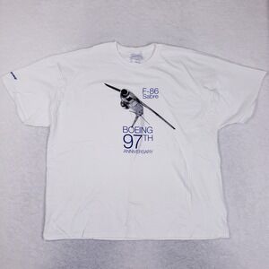 Boeing F-86 Sabre 97th Anniversary T Shirt Mens 3XL White Aviator Graphic Tee